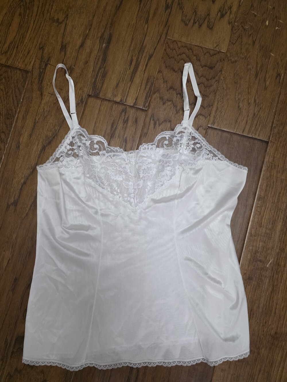 vassarette White Lace-Trim Half Slip with Garter Straps